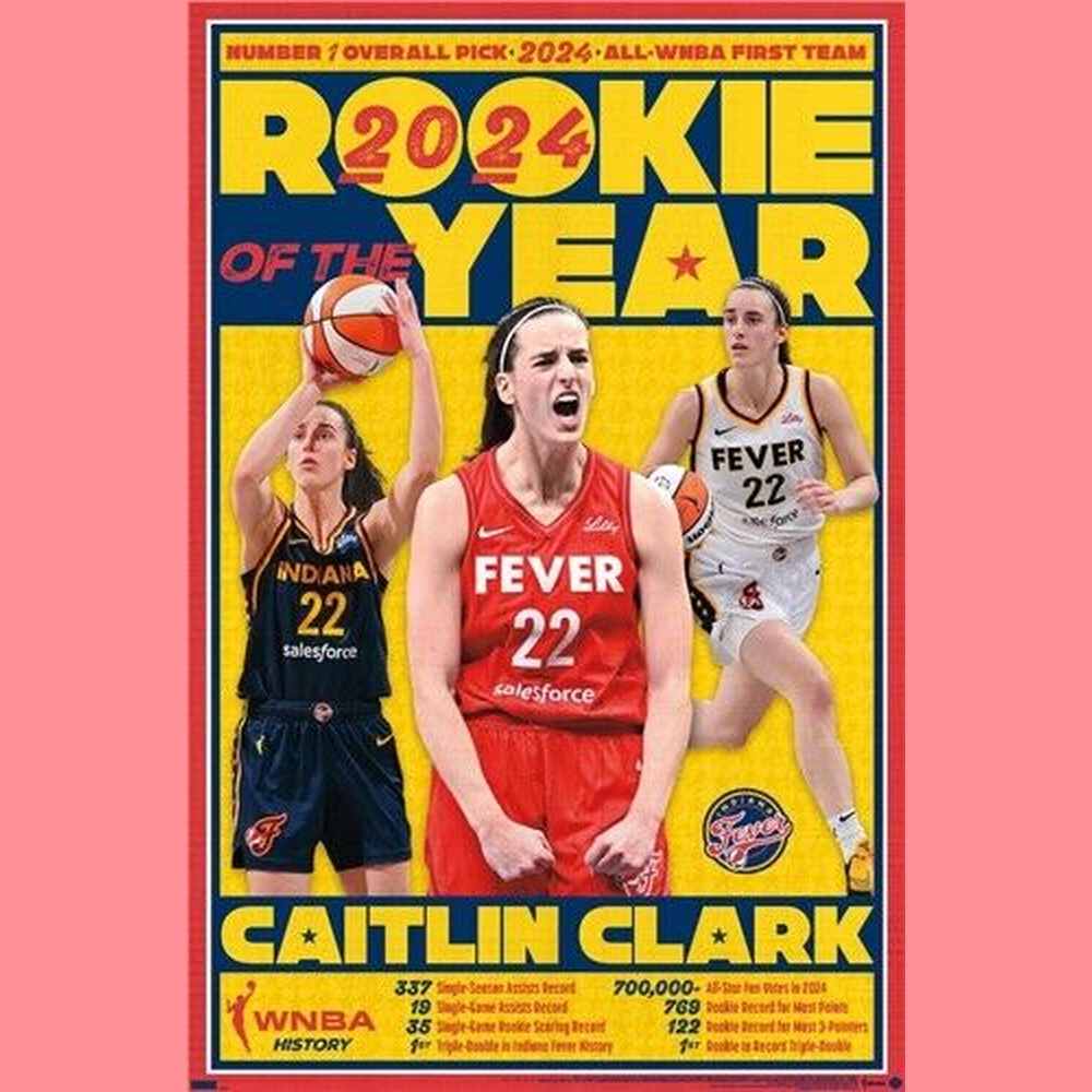 Caitlin Clark Rookie Of The Year Licensed 2024 WNBA 22.375" x34" Wall Poster Sports Mem, Cards & Fan Shop:Fan Apparel & Souvenirs:Basketball-WNBA Style Your Walls